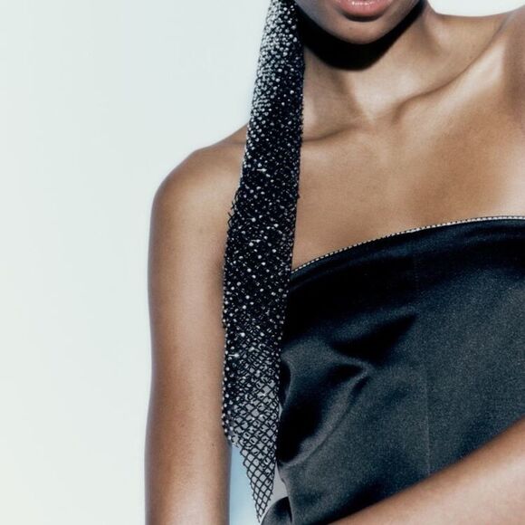 Zara Satin Bandeau Jumpsuit New - Picture 5 of 9